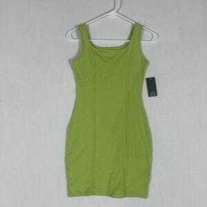 Wild Fable NEW Bodycon Dress Womens Small Lime Green Sleeveless Seamed NWT